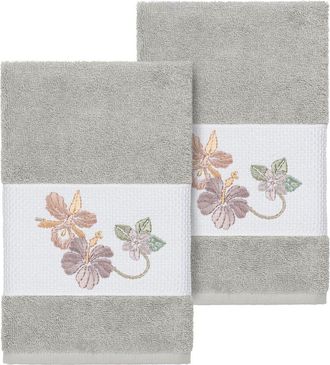 Linum Home Textiles 100% Turkish Cotton Caroline 2Pc Embellished Hand Towel Set