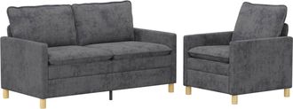 vidaXL Juego De Sof&aacute; 2 Uds. Gris Oscuro Poli&eacute;ster Vidaxl