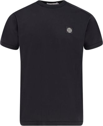 Stone Island Black T-Shirt In Cotton With Logo