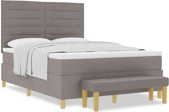 vidaXL Box Spring Bed with Mattress Taupe 140 x 190 cm Fabric vidaXL