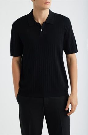 Theory Cable Knit in Light Bilen Polo in Black at Nordstrom, Size Xx-Large