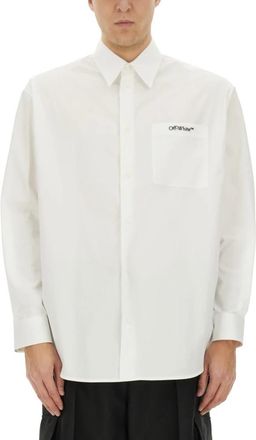 Off-white Logo Geborduurd Overhemd - Heren - Zakelijke Overhemden - Wit - S - Katoen - Overhemden