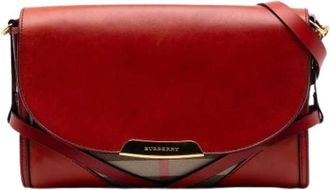 Burberry Pre-owned Vintage Canvas Crossbody Bag - Dames - Vintage Schoudertas - Rood - ONE Size - Leer - Vintage