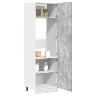 Berkfield Home Refrigerator Cabinet Lyon Concrete Grey 60x57x207 cm Engineered Wood | Size: 60 x 57 x 207 cm