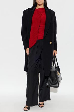 Balmain Pleated Top, Womens, Red