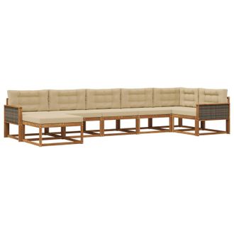 vidaXL Conjunto De Sof&aacute;s De Exterior Con Coj&iacute;n 7 Pcs Natural Y Beige Vidaxl
