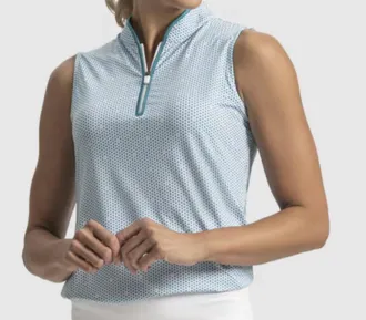 FootJoy Zip Front Tank Top In Tile Blue