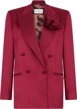 Philipp Plein Dame Fit Double Breasted Blazer Flower - Dames - Blazers - Rood - 2XL - Jassen