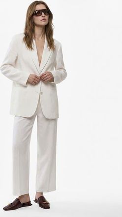 Koton Mid Rise Linen Blend Wide Leg Trousers in White at Nordstrom, Size 10