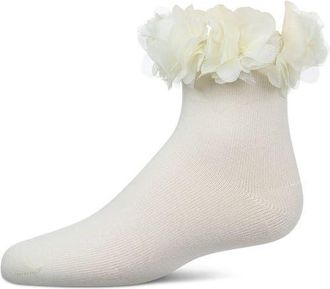 MeMoi Floral Halo Anklet Socks in Winter White at Nordstrom, Size 6-12M