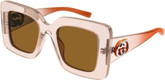 Gucci Rechthoekige Zonnebril - unisex - Zonnebrillen - Roze - 49 MM - Accessoires