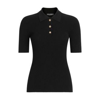 Dolce & Gabbana Viscose Polo - female - Dolce & Gabbana - Round-neck Knitwear - Black - S - Knitwear