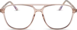 DIFF Eyewear Taylor 55mm Aviator Blue Light Glasses in Beige Crystal Blue Light at Nordstrom Rack