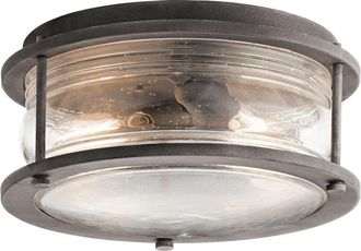 Loops Outdoor IP44 1 Bulb Flush Light Low Ceiling Weathered Zinc LED E27 60W