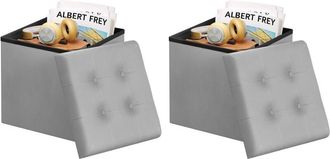 Woltu Woltu - 2 Bancos Con Almacenaje, C&oacute;moda Puf Para Recibidor Y Sal&oacute;n, 43 L, 37,5 X 38 X37,5 Cm, Gris Claro