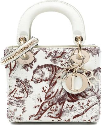 Dior Borsa a tracolla Toile de Jouy Lady Dior Limited Edition mini in pelle di vitello con ricamo 2018 - Bianco