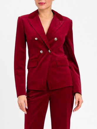 Twin-Set Blazer doppiopetto in velluto con spalle imbottite