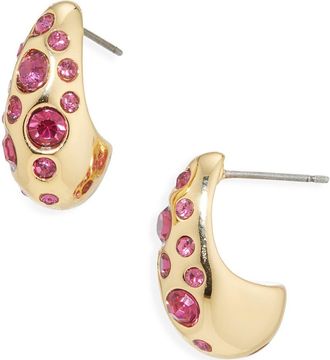 Kurt Geiger Bombay Pavé CZ Dome Hoop Earrings in Gold/Pink at Nordstrom Rack