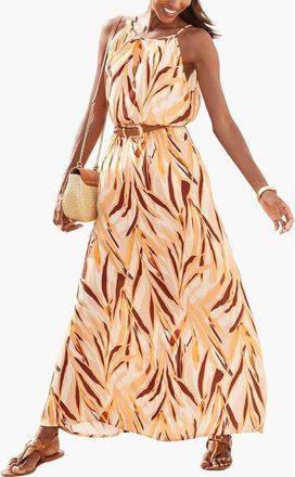 Lascana High Neck Sleeveless Maxi Dress in Orange Brown at Nordstrom, Size 10