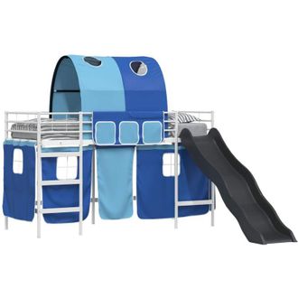 vidaXL KidsLoft Bed Frame White and Blue 90 x 190 cm Metal vidaXL