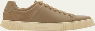 Ferragamo Mens Clayto Leather & Suede Sneakers