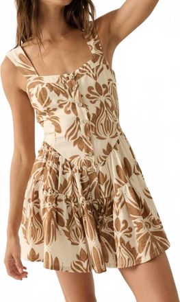 Promesa Floral Print Tiered Ruffle Romper In Taupe