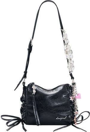 Desigual Large Charm Detail Faux Leather Crossbody Bag in Black at Nordstrom