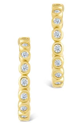 Sterling Forever Bezel Hoop Earrings in Gold at Nordstrom