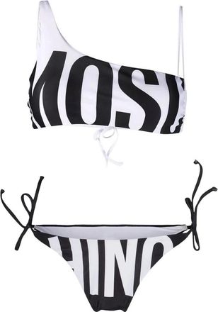 Moschino Asymmetrische Bikini Set Witte Print - Dames - Bikinis - Wit - M - Badmode