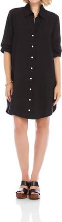 Karen Kane Riona Ruched Sleeve Shirtdress In Black