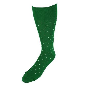 Trafalgar Store Leo Polka Dot Mercerized Cotton Mid-Calf Socks in Green With White Dots at Nordstrom