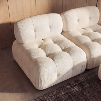 Maisons du monde M&oacute;dulo de 1 plaza de tejido de poli&eacute;ster tramado beige arena con respaldo ajustable