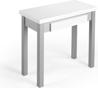 HERDASA Herdasa, Mesa De Cocina Extensible, Modelo Liv, En Melamina Y Metal, 77x80x40cm, Blanca-gris