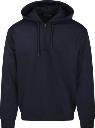 Emporio Armani Navy Hoodie Sweatshirt - Heren - Hoodies - Blauw - S - Wol - Hoodies & sweatvesten