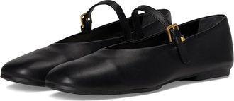 Franco Sarto Odilia Mary Jane Shoes Womens Dress Flat Shoes Black Leather : 8.5 M