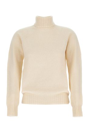 Drumohr Flat-Knit Wool Turtleneck Sweater with Wide Ribbed Finishes