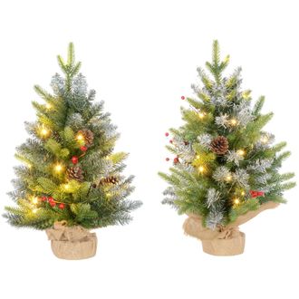 HOMCOM 2 Pieces Prelit Artificial Tabletop Christmas Trees - LED Display | TJ Hughes