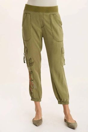 Xcvi Womens Embroidered Darri Jogger In Green