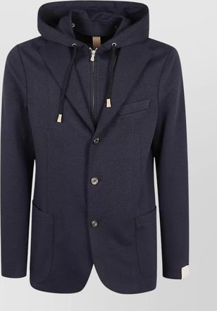 Eleventy hooded jacket long sleeves front pockets lapel