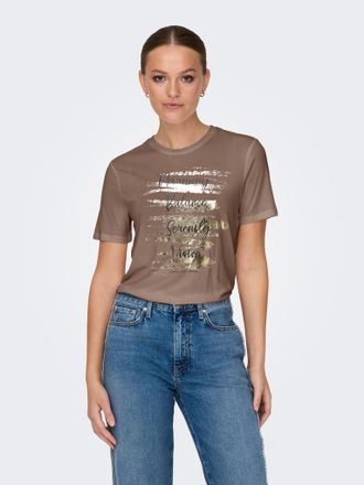 Only Kurzarmshirt ONLY ONLFREE LIFE MODAL S/S ATELIER TOP JRS, Damen, Gr. XL, mountain trail print:librarian harmony, Jersey, Obermaterial: 70% Modal, 30% 