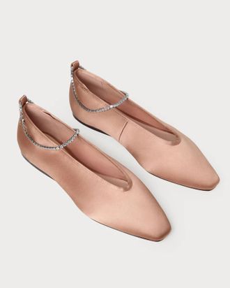 Loeffler Randall Womens Emery Satin Ballet Flat In Beige