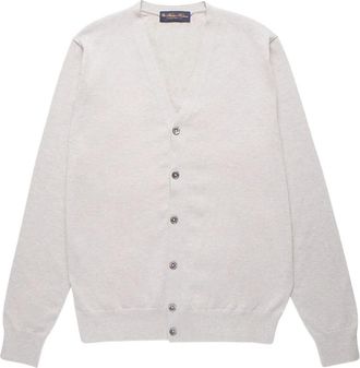 Brooks Brothers Katoenen en Kasjmier Cardigan - Heren - Vesten - Grijs - S - Katoen - Truien & Vesten
