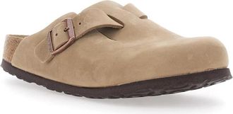 Birkenstock Boston SFB Leoi Narrow Fit - Dames - Slip ons - Beige - 41 EU - Leer - Schoenen