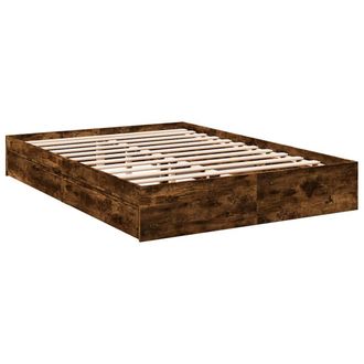 vidaXL Cama Con Cajones Madera De Ingenier&iacute;a Roble Ahumado 160x200 Cm Vidaxl