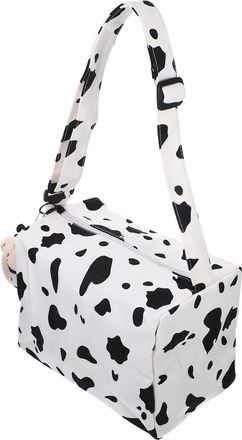 Supvox Creative Cow Print Bucket Bag for Women One-Shoulder Crossbody Bag with Cow Pendant Casual for Daily Use