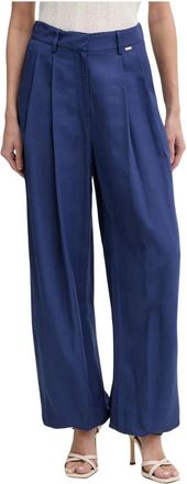 Fracomina Palazzo Broek - Dames - Wijde Broeken - Blauw - XS - Linnen - Broeken