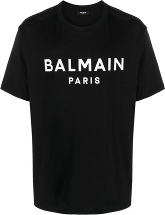 Balmain logo-print cotton T-shirt - men - Cotton - L - Black