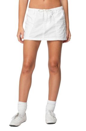 Edikted Crinkle Cotton Miniskirt in White at Nordstrom, Size X-Small