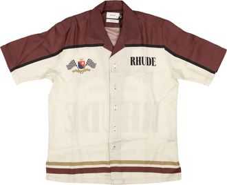 Rhude White & Maroon Silk Racing Team Button Down Shirt