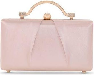 Badgley Mischka Emma Satin Minaudiere with Outer Pocket in Champagne at Nordstrom, Size Small